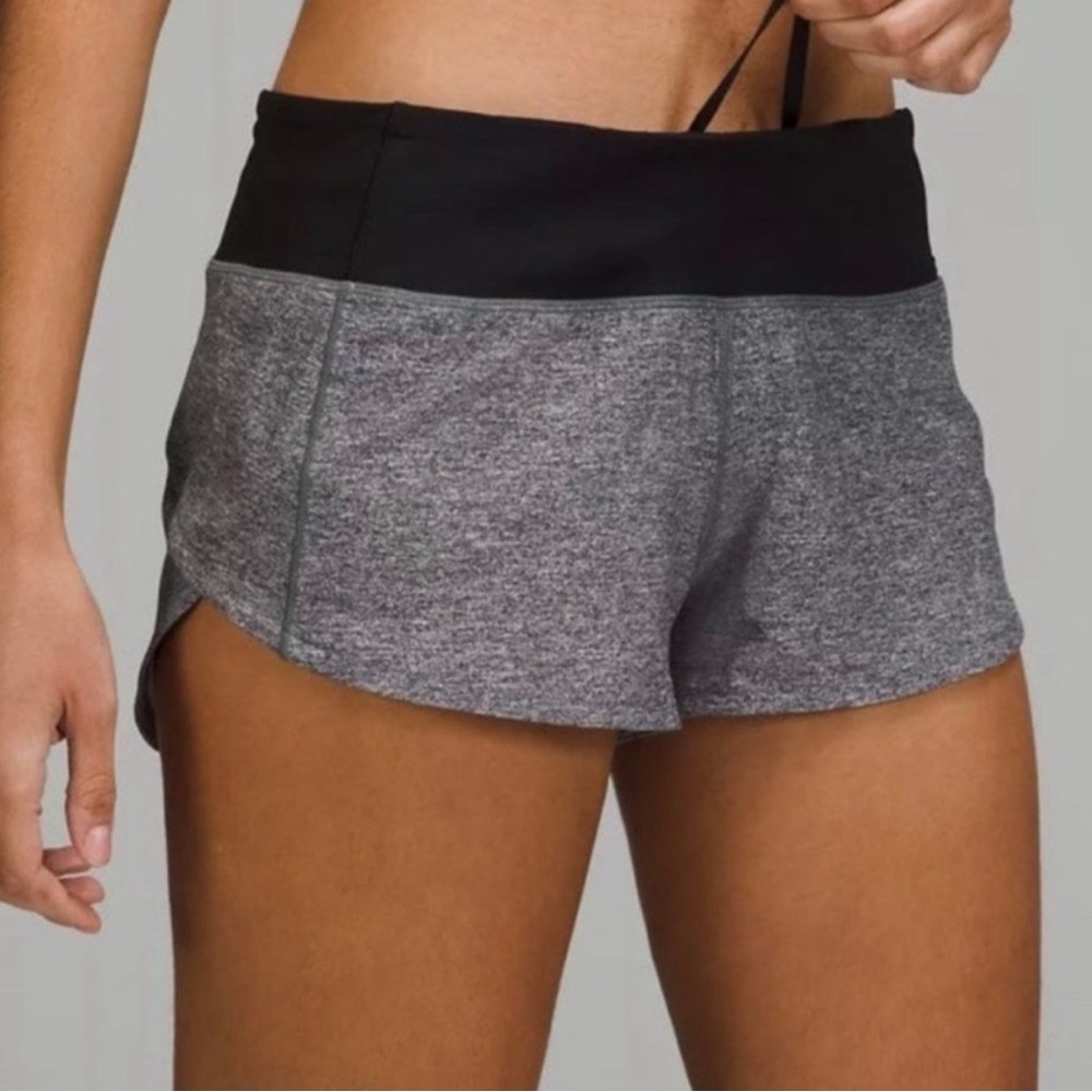 Lululemon Athletica Heathered Lux Lined Speed Up Shorts Size 8 4”Inseam EUC